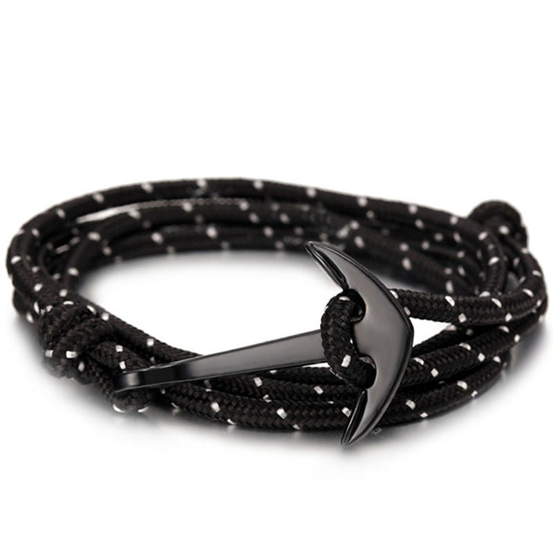 LKO 2017 HOT Alloy Anchor Bracelet Multilayer Rope Bracelet for Women&Men Friendship Bracelets High Quality tom hope