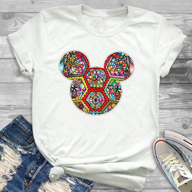 2019 Women Fashion Graphic Minnie T-Shirt Mouse Micky Ear Shirt Girl Tumblr Tee Hipster Matching Female T Shirt Holiday Tees