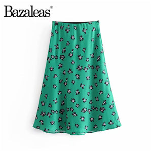 Bazaleas Vintage High Waist Midi Skirts Leopard Pattern Women Skirt Sexy Slim Wild women skirt Casual slip style skirt