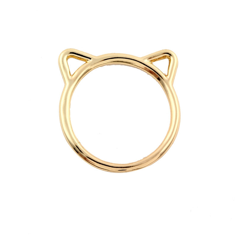Zinc Alloy Cat Ear Shape Rings for Women Animal Hollow Cat Ear Party Ring 2016 New Fashion Wedding Gifts