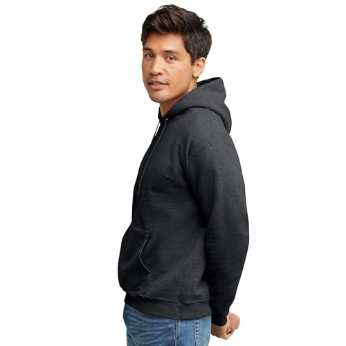 Hanes Men's Pullover EcoSmart Hooded Sweatshirt, Black, Large