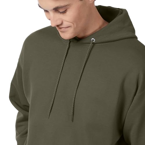 Hanes Men's Pullover EcoSmart Hooded Sweatshirt, Black, Large