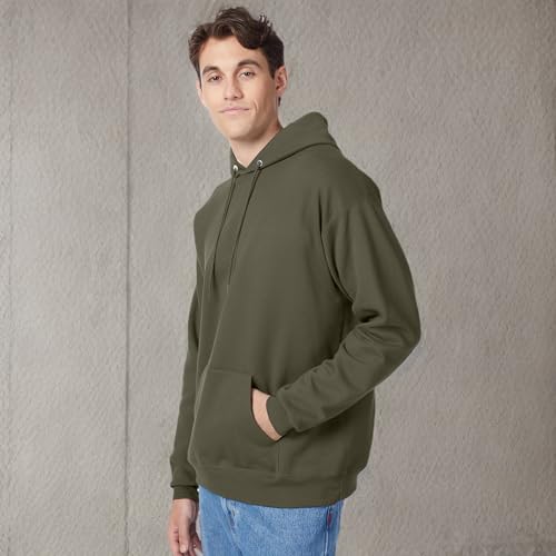 Hanes Men's Pullover EcoSmart Hooded Sweatshirt, Black, Large