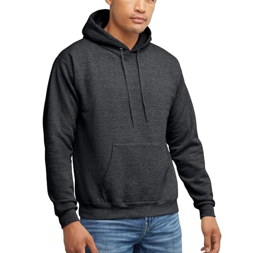 Hanes Men's Pullover EcoSmart Hooded Sweatshirt, Black, Large