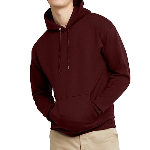 Hanes Men's Pullover EcoSmart Hooded Sweatshirt, Black, Large