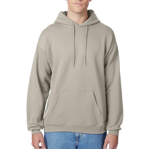 Hanes Men's Pullover EcoSmart Hooded Sweatshirt, Black, Large