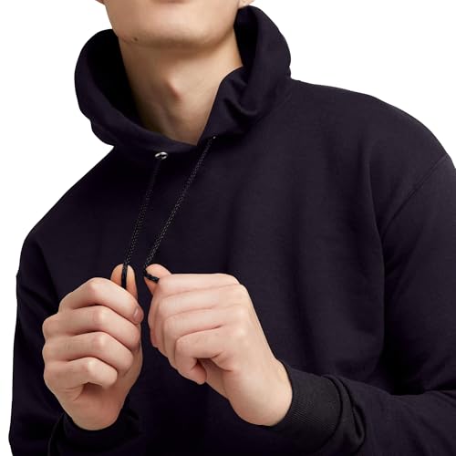 Hanes Men's Pullover EcoSmart Hooded Sweatshirt, Black, Large