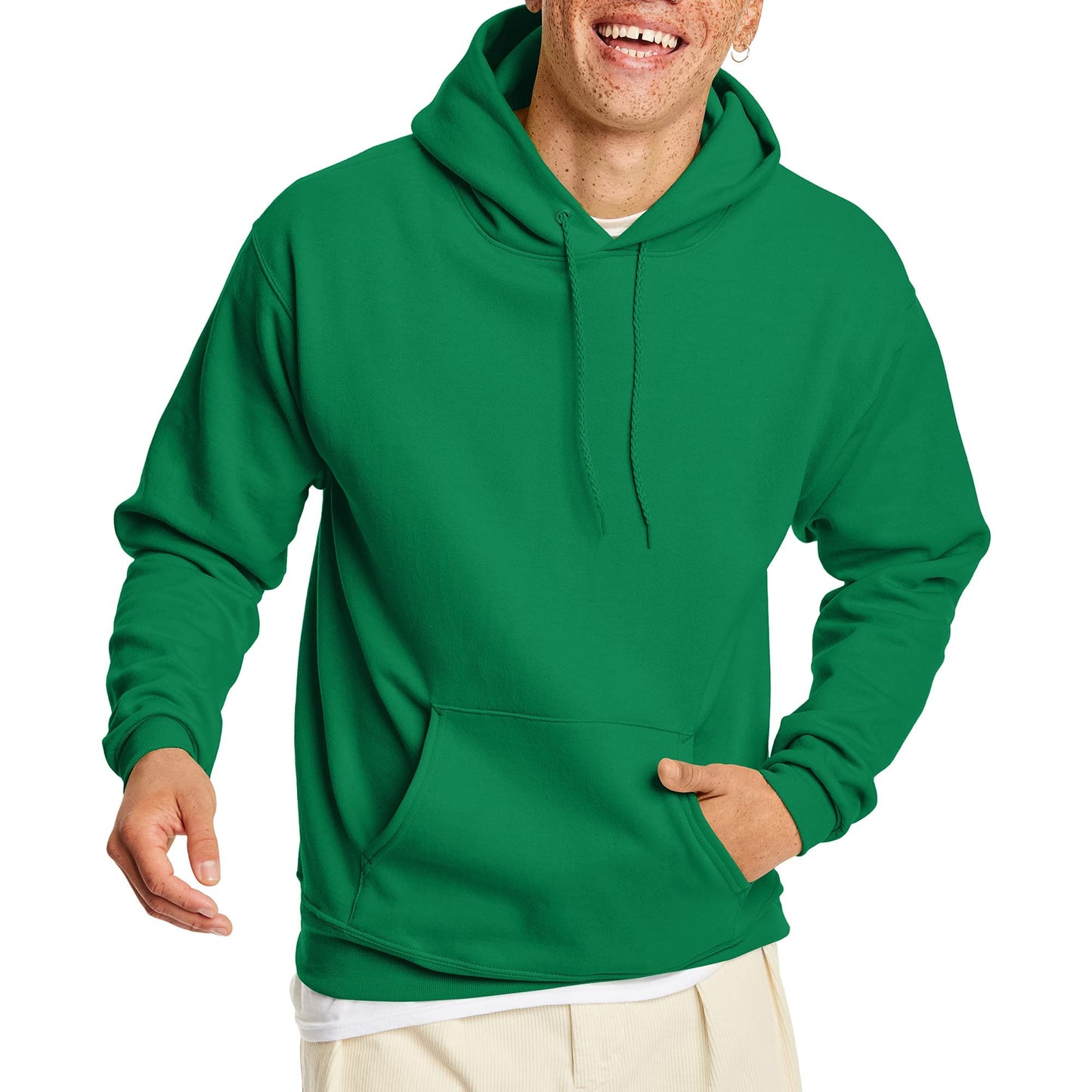 Hanes Men's Pullover EcoSmart Hooded Sweatshirt, Black, Large