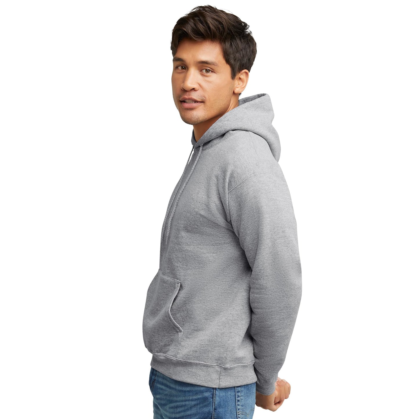 Hanes Men's Pullover EcoSmart Hooded Sweatshirt, Black, Large