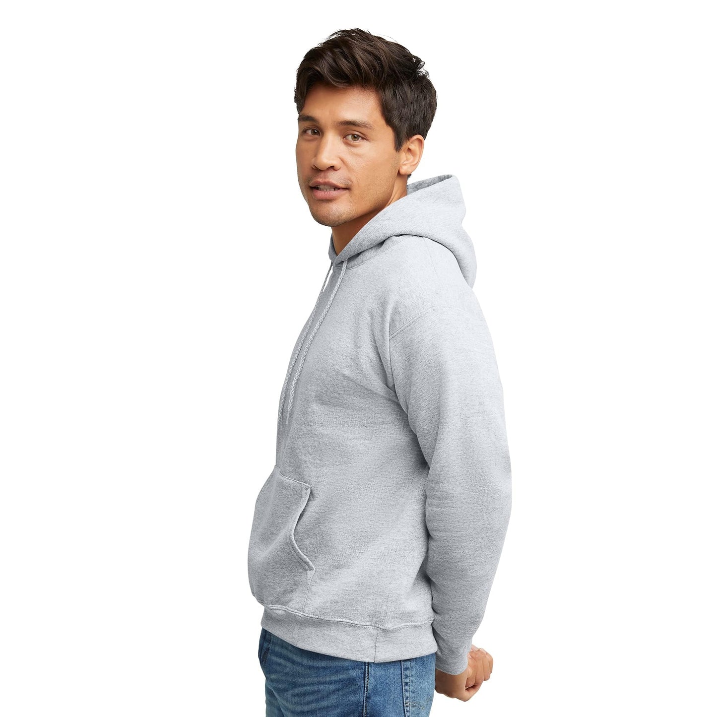 Hanes Men's Pullover EcoSmart Hooded Sweatshirt, Black, Large