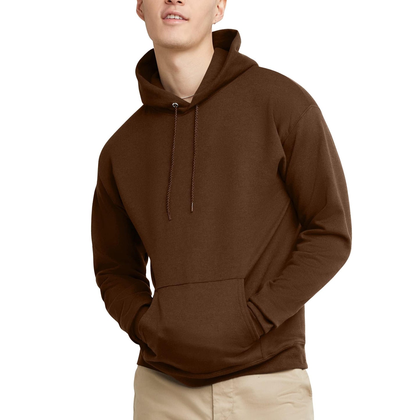 Hanes Men's Pullover EcoSmart Hooded Sweatshirt, Black, Large