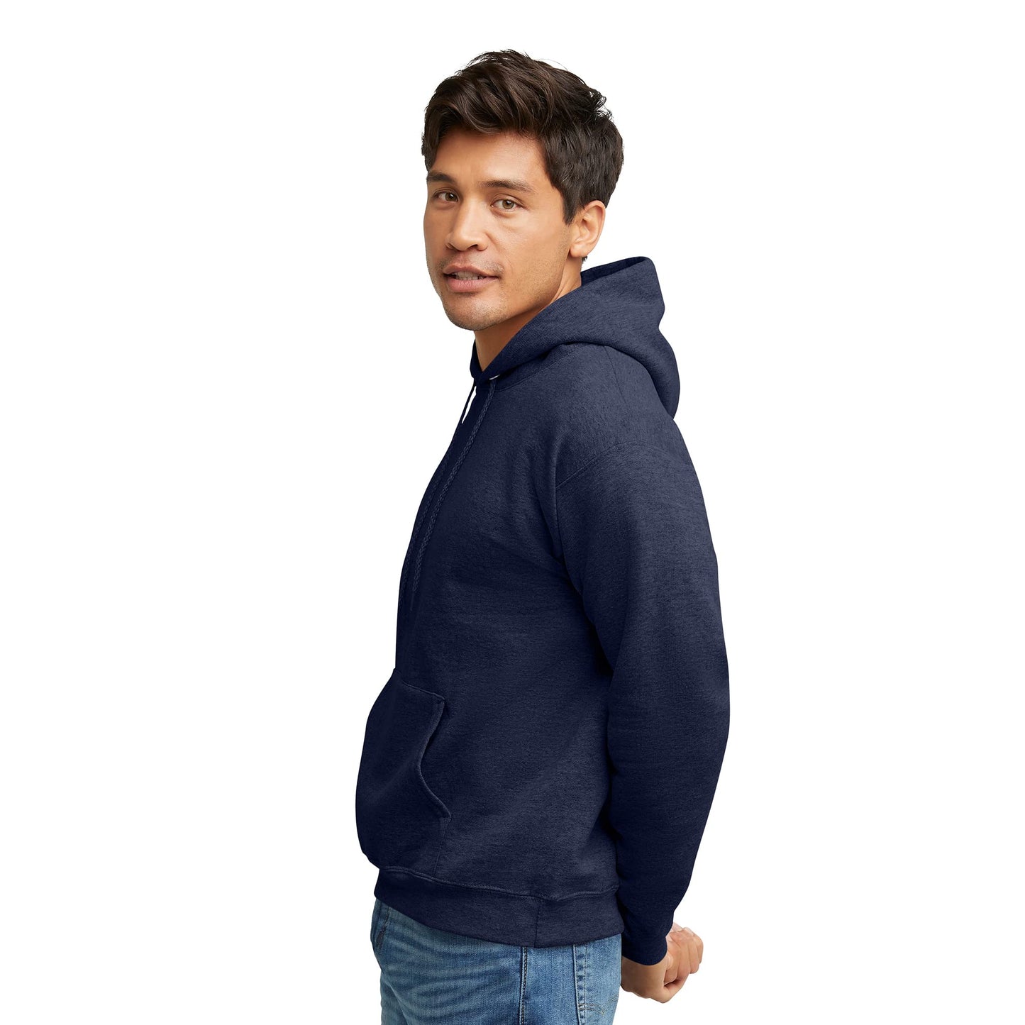 Hanes Men's Pullover EcoSmart Hooded Sweatshirt, Black, Large