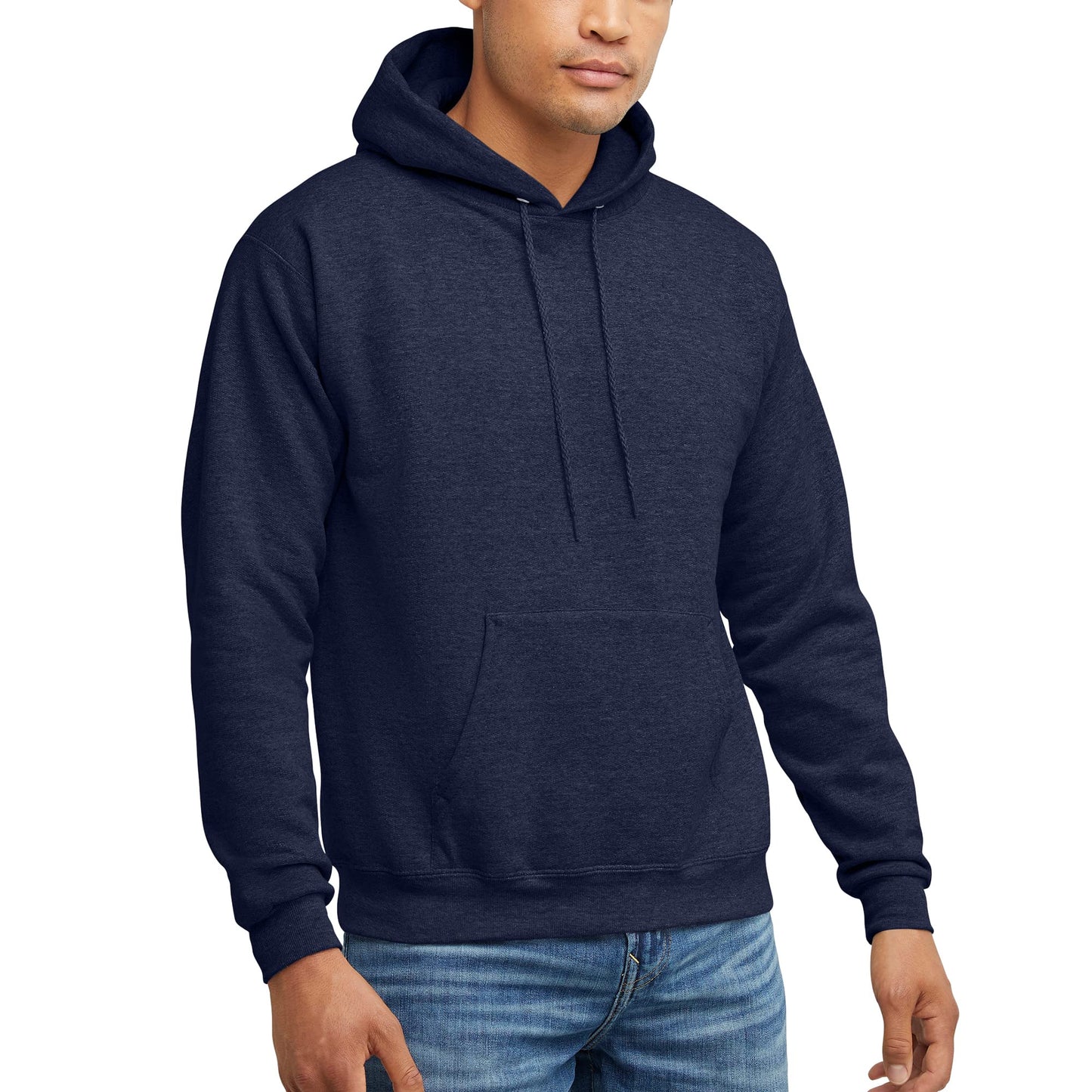 Hanes Men's Pullover EcoSmart Hooded Sweatshirt, Black, Large