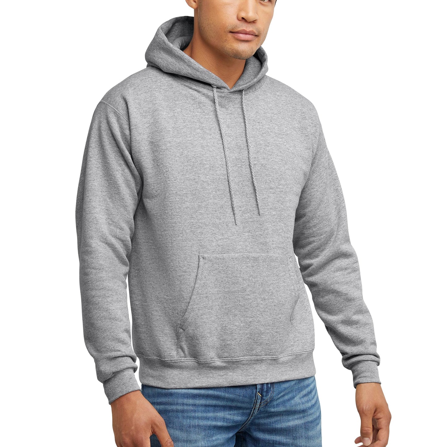 Hanes Men's Pullover EcoSmart Hooded Sweatshirt, Black, Large