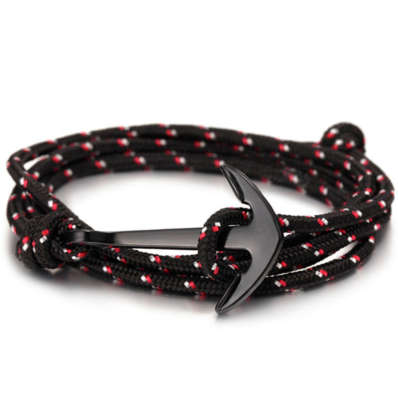 LKO 2017 HOT  Alloy Anchor Bracelet Multilayer Rope Bracelet for Women&Men Friendship Bracelets High Quality tom hope