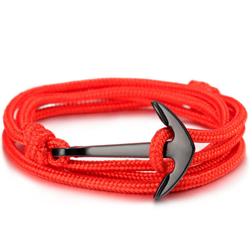 LKO 2017 HOT  Alloy Anchor Bracelet Multilayer Rope Bracelet for Women&Men Friendship Bracelets High Quality tom hope