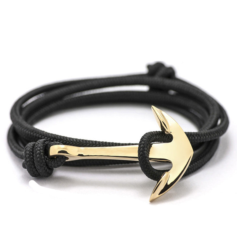 LKO 2017 HOT  Alloy Anchor Bracelet Multilayer Rope Bracelet for Women&Men Friendship Bracelets High Quality tom hope