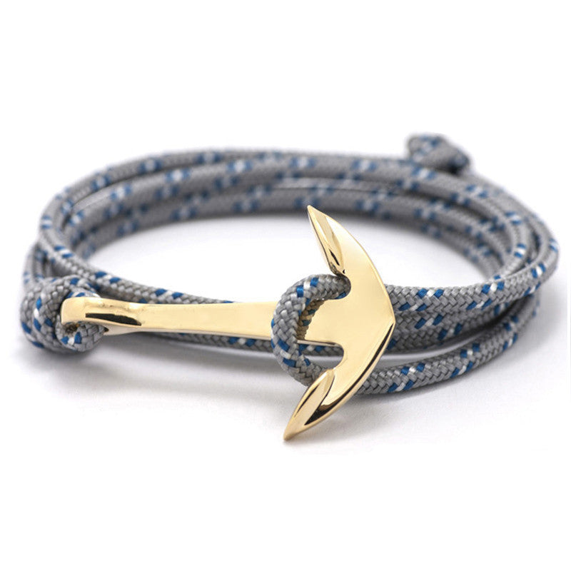 LKO 2017 HOT  Alloy Anchor Bracelet Multilayer Rope Bracelet for Women&Men Friendship Bracelets High Quality tom hope