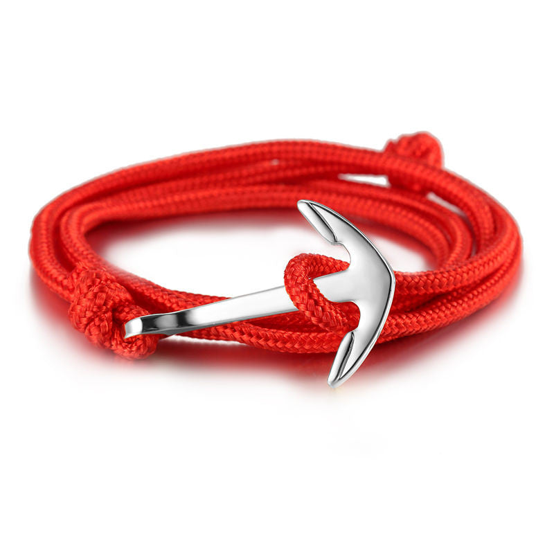 LKO 2017 HOT  Alloy Anchor Bracelet Multilayer Rope Bracelet for Women&Men Friendship Bracelets High Quality tom hope