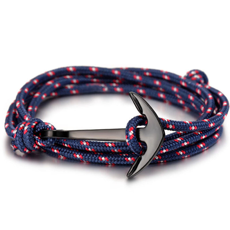 LKO 2017 HOT  Alloy Anchor Bracelet Multilayer Rope Bracelet for Women&Men Friendship Bracelets High Quality tom hope