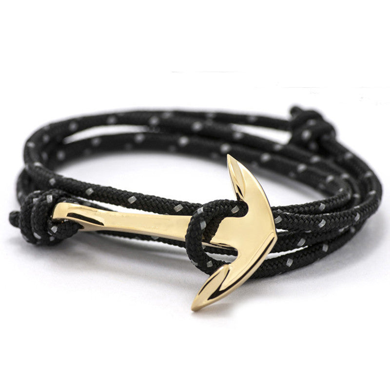 LKO 2017 HOT  Alloy Anchor Bracelet Multilayer Rope Bracelet for Women&Men Friendship Bracelets High Quality tom hope
