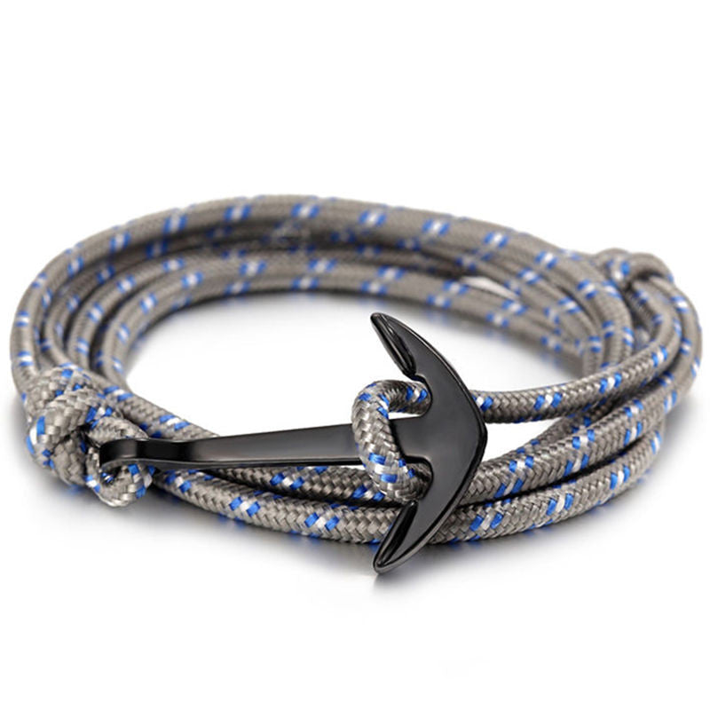 LKO 2017 HOT  Alloy Anchor Bracelet Multilayer Rope Bracelet for Women&Men Friendship Bracelets High Quality tom hope