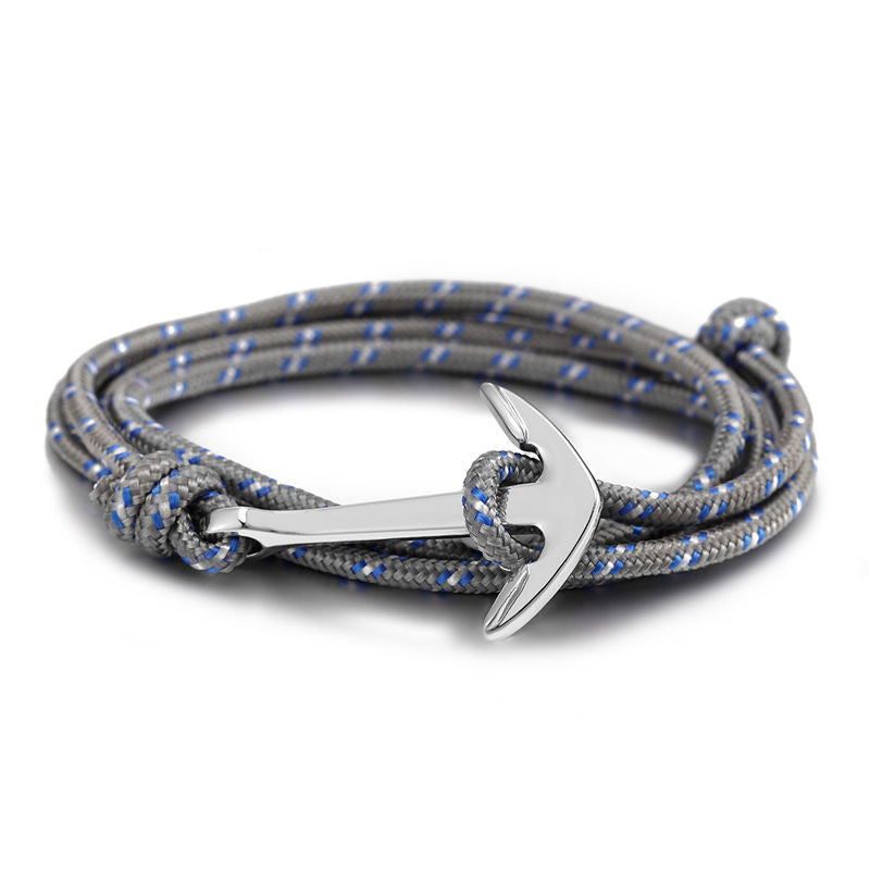 LKO 2017 HOT  Alloy Anchor Bracelet Multilayer Rope Bracelet for Women&Men Friendship Bracelets High Quality tom hope