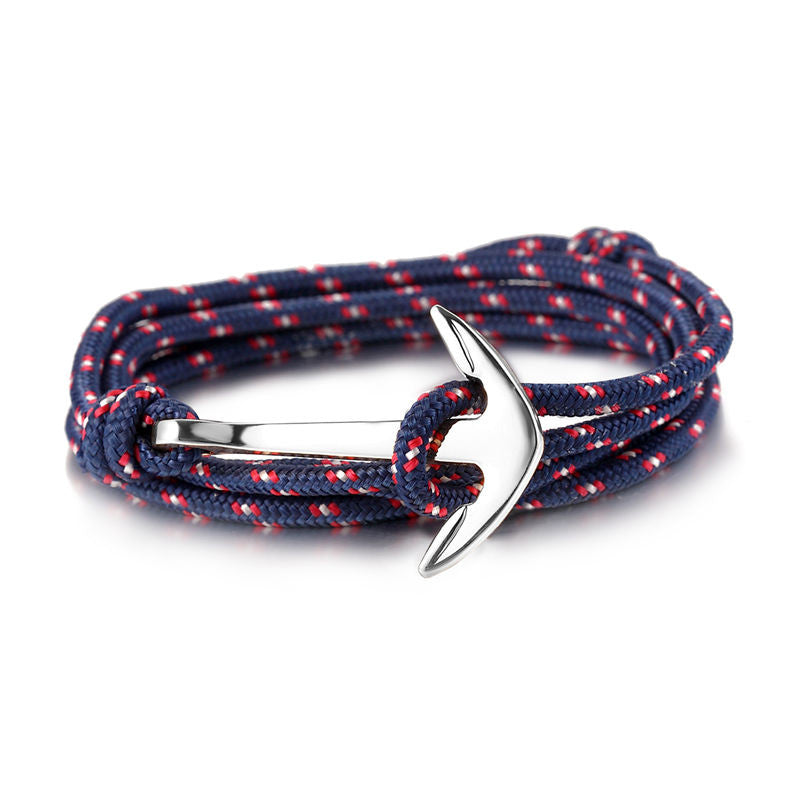 LKO 2017 HOT  Alloy Anchor Bracelet Multilayer Rope Bracelet for Women&Men Friendship Bracelets High Quality tom hope