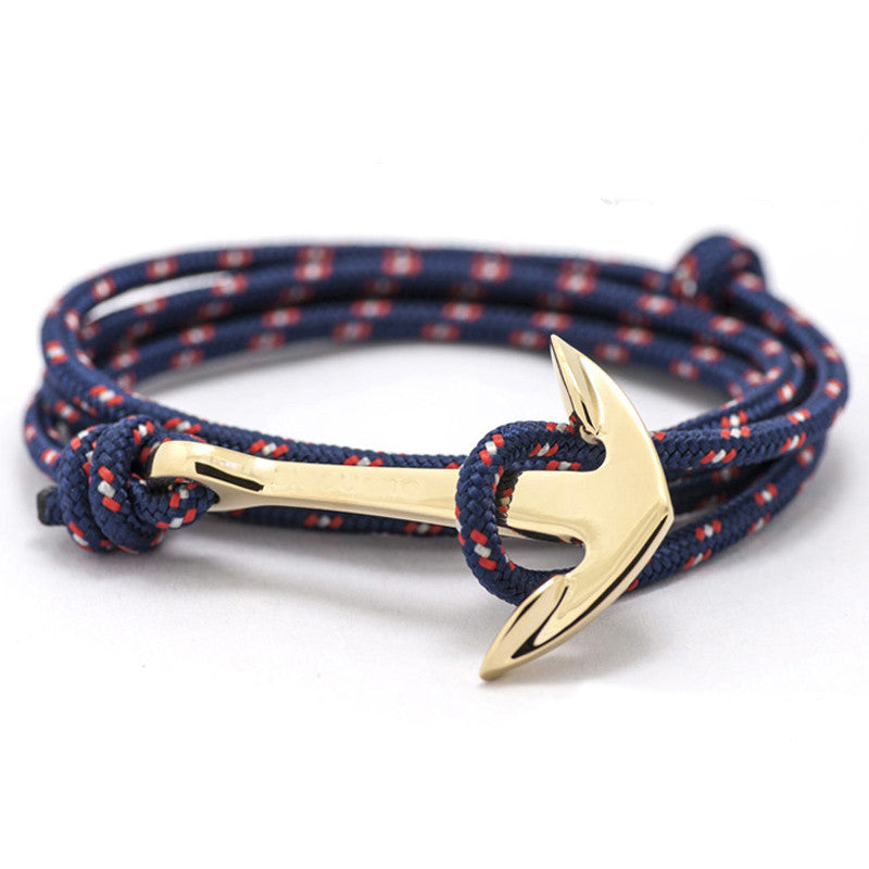 LKO 2017 HOT  Alloy Anchor Bracelet Multilayer Rope Bracelet for Women&Men Friendship Bracelets High Quality tom hope