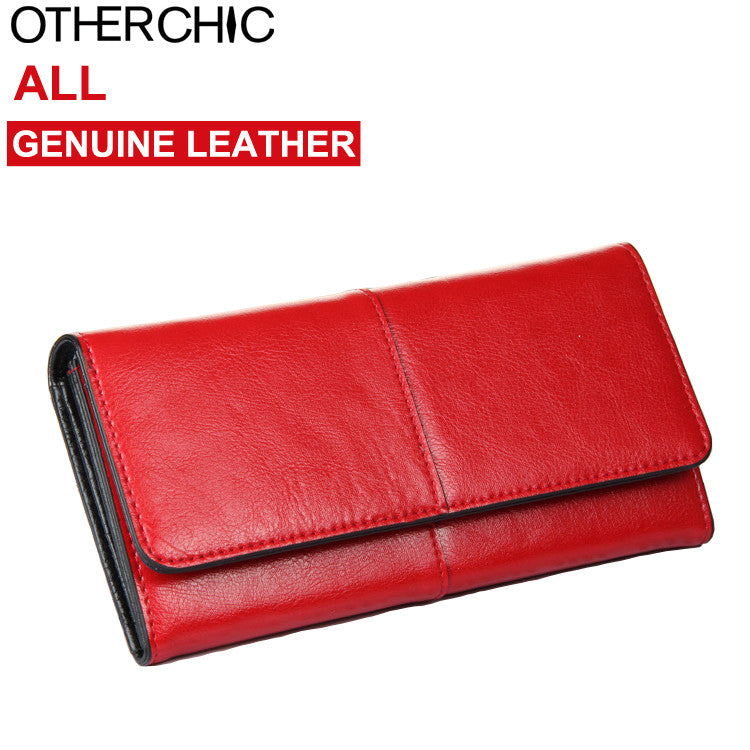 OTHERCHIC Ladies Women Wallets Genuine Leather Purses Long Wallet Woman Elegant Female Red Women's Wallets Leather Wallet Purse