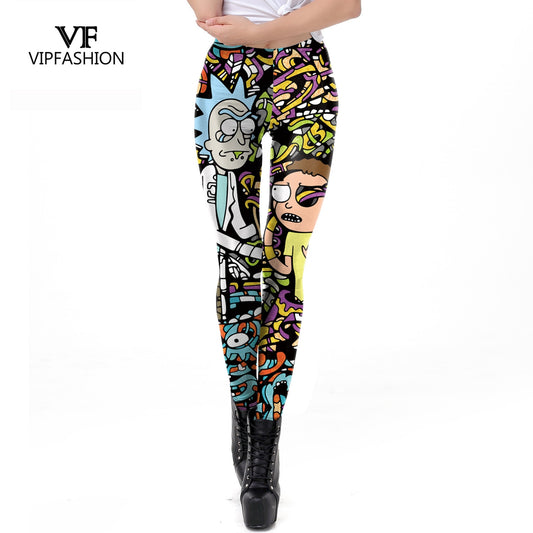 VIP FASHION 2019 New Body Building Pants Women Rick And Morty Printed Leggings Workout Cartoon Leggin