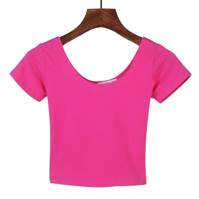 VILACOROA Best Sell Harajuku U Neck T-shirt Women Sexy Red Crop Top Short Sleeve T Shirt Tee Top Stretch T-shirts chemise femme