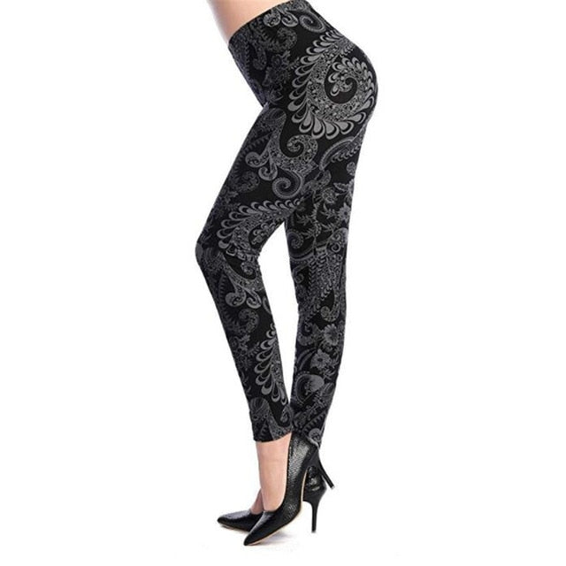 New Rose Flower Printed Leggings Fashion Sexy Women Lady Slim High Elastic Cotton Pants Multiple Colors Styles Trousers In Stock