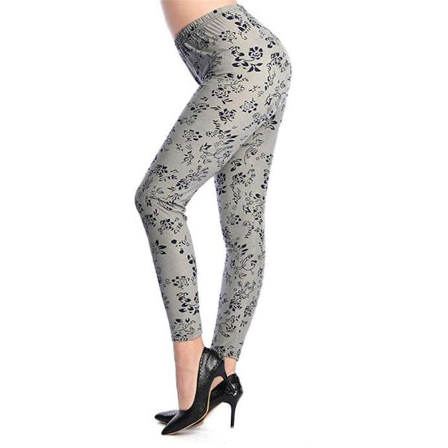 New Rose Flower Printed Leggings Fashion Sexy Women Lady Slim High Elastic Cotton Pants Multiple Colors Styles Trousers In Stock