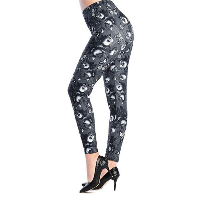 New Rose Flower Printed Leggings Fashion Sexy Women Lady Slim High Elastic Cotton Pants Multiple Colors Styles Trousers In Stock