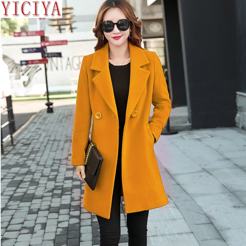 YICIYA Winter autumn Coat Women Wool Jacket Long Oversized Coats Plus Size Large Black Blend Woolen Warm Outerwear 2019 Clothing