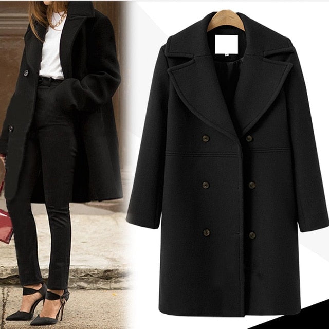 YICIYA Winter autumn Coat Women Wool Jacket Long Oversized Coats Plus Size Large Black Blend Woolen Warm Outerwear 2019 Clothing