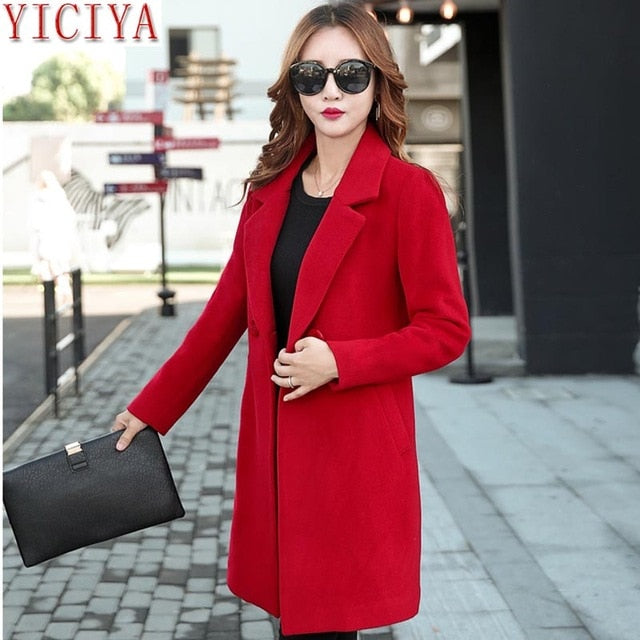 YICIYA Winter autumn Coat Women Wool Jacket Long Oversized Coats Plus Size Large Black Blend Woolen Warm Outerwear 2019 Clothing