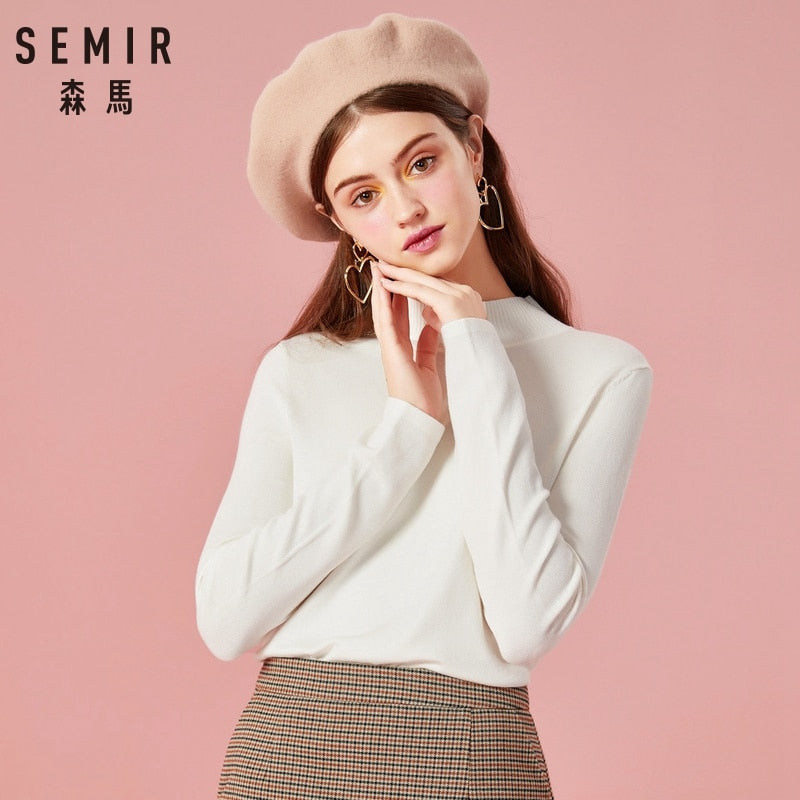 SEMIR Women Sweater 2019 Winter Tops Turtleneck Sweater Women Thin Pullover Jumper Knitted Sweater Pull Femme Clothing