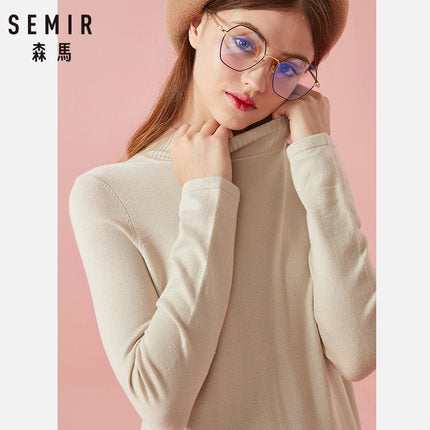 SEMIR Women Sweater 2019 Winter Tops Turtleneck Sweater Women Thin Pullover Jumper Knitted Sweater Pull Femme Clothing