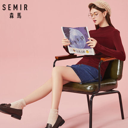 SEMIR Women Sweater 2019 Winter Tops Turtleneck Sweater Women Thin Pullover Jumper Knitted Sweater Pull Femme Clothing