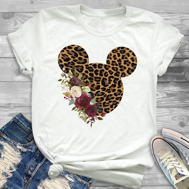 2019 Women Fashion Graphic Minnie T-Shirt Mouse Micky Ear Shirt Girl Tumblr Tee Hipster Matching Female T Shirt  Holiday Tees