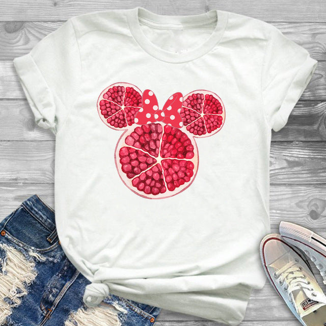 2019 Women Fashion Graphic Minnie T-Shirt Mouse Micky Ear Shirt Girl Tumblr Tee Hipster Matching Female T Shirt  Holiday Tees