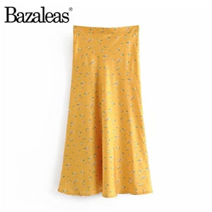 Bazaleas Vintage High Waist Midi Skirts Leopard Pattern Women Skirt Sexy Slim Wild women skirt Casual slip style skirt