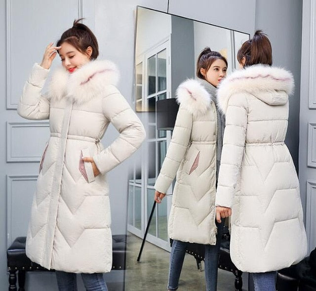 X-Long 2019 New Arrival Fashion Slim Women Winter Jacket Cotton Padded Warm Thicken Ladies Coat Long Coats Parka Womens Jackets