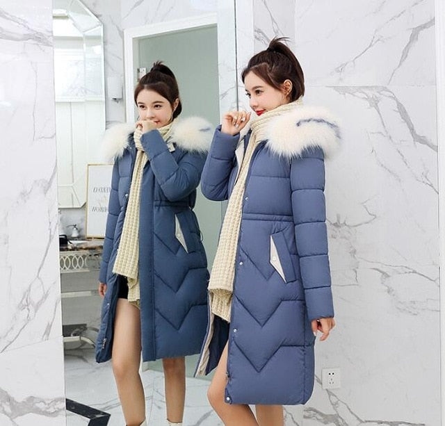 X-Long 2019 New Arrival Fashion Slim Women Winter Jacket Cotton Padded Warm Thicken Ladies Coat Long Coats Parka Womens Jackets