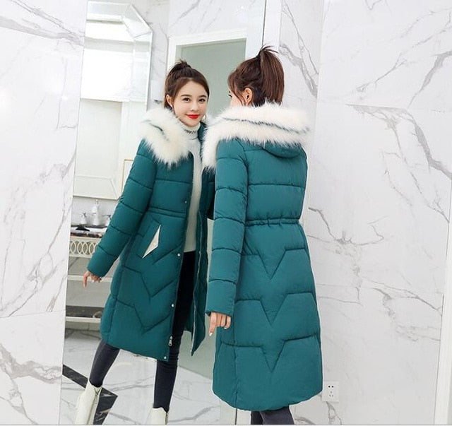 X-Long 2019 New Arrival Fashion Slim Women Winter Jacket Cotton Padded Warm Thicken Ladies Coat Long Coats Parka Womens Jackets