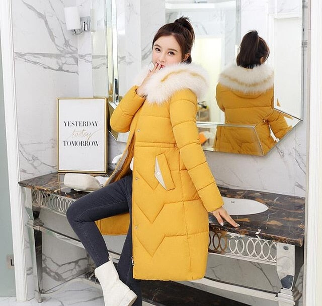 X-Long 2019 New Arrival Fashion Slim Women Winter Jacket Cotton Padded Warm Thicken Ladies Coat Long Coats Parka Womens Jackets