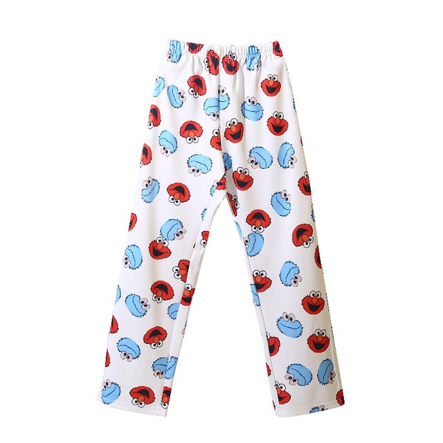 Spring New White Trousers Elastic Waist Air Cotton Autumn Female Straight Pants Kapris Cartoon Funny Print Women's Clothing