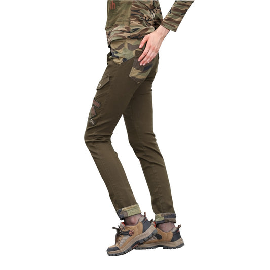 Winter Women Pencil Pants Ladies Skinny Pants Elastic Stretch Military Pockets Decoration Slim Fit Thick Pants Women's Clothing